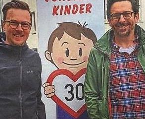 Benjamin Bauer und Helge Wagner Tempo 30 Förderverein Bunter Rabe Wiesbaden