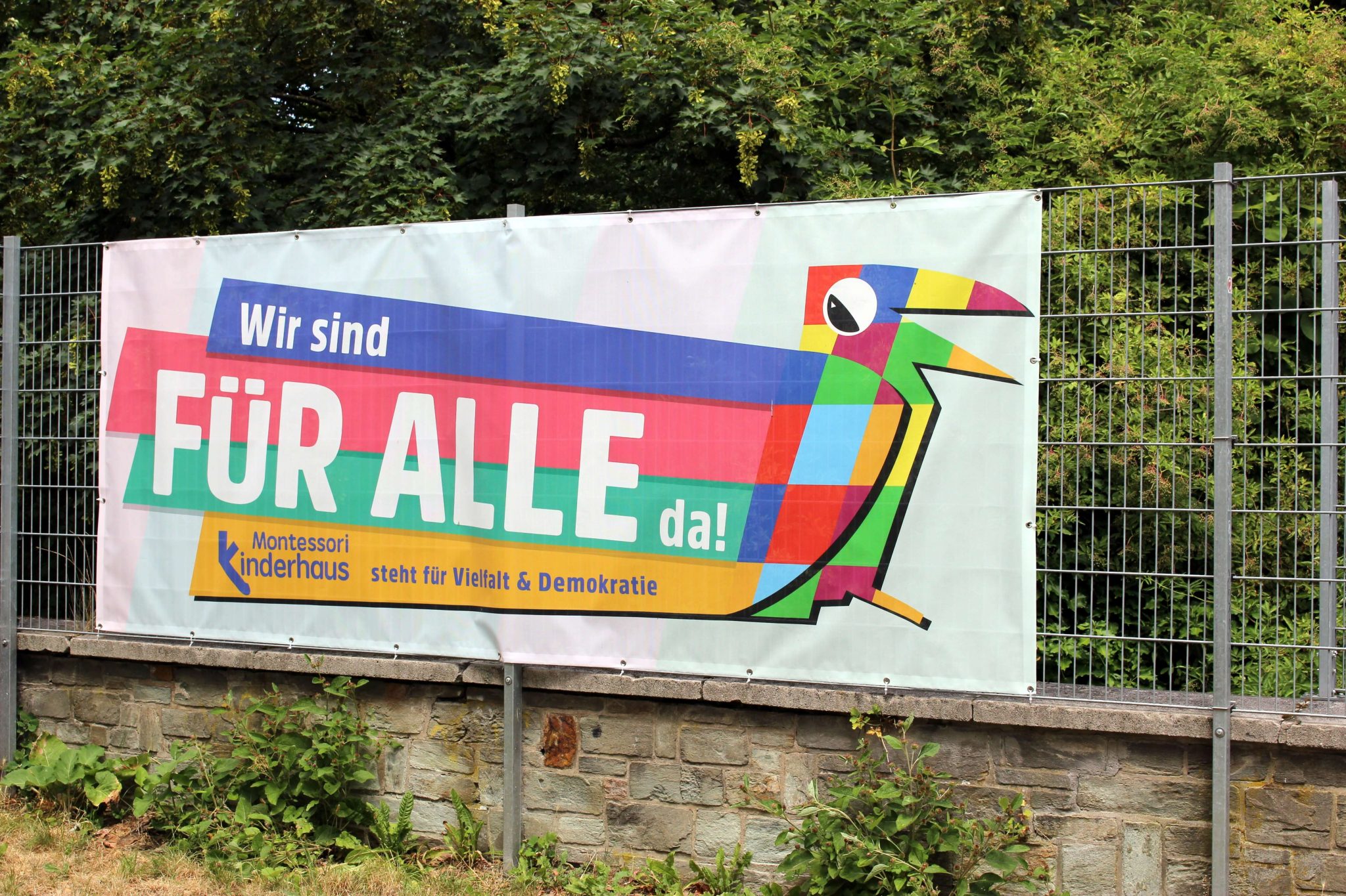 Banner Für Vielfalt und Demokratie Wiesbaden blockhaus.design